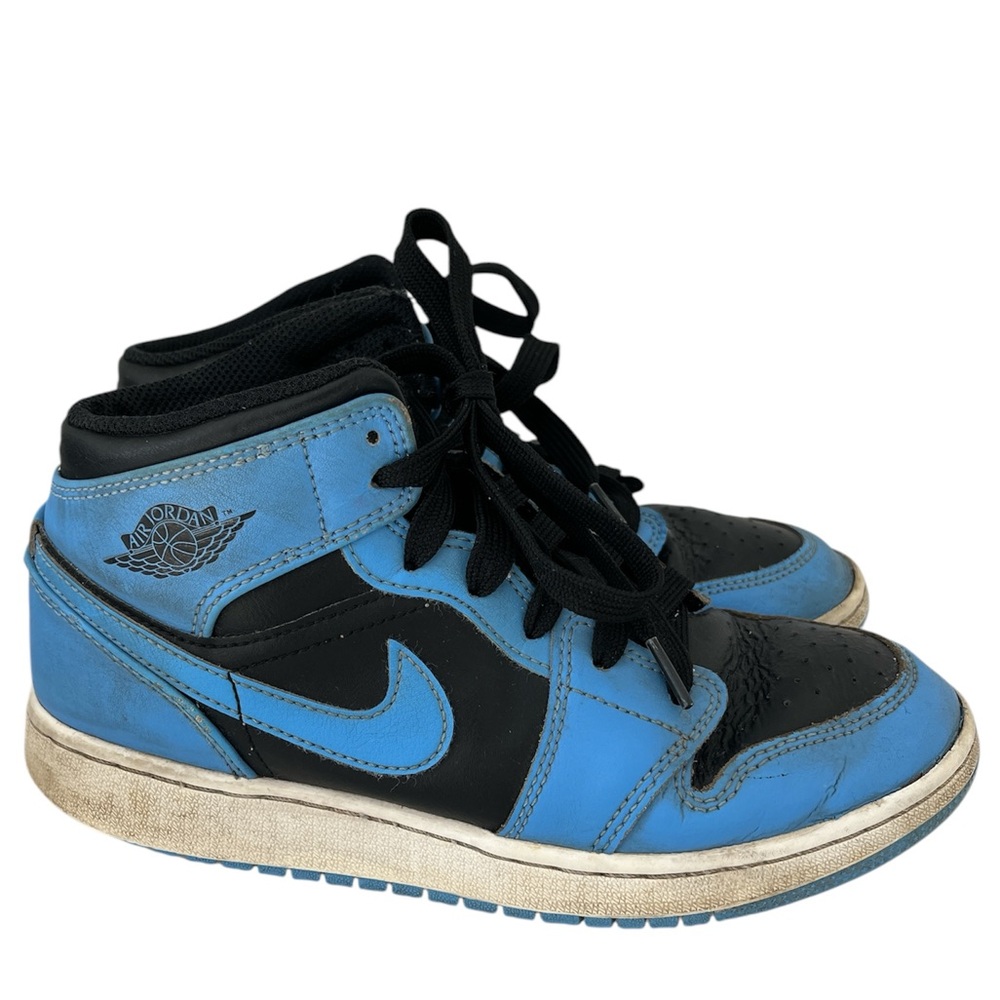 Nike Boys Air Jordan 1 Mid DQ8423-401 Black Basketball Shoes Sneakers Size 5.5Y